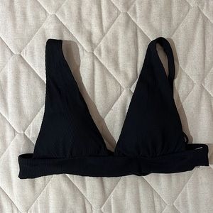 Aerie Black Ribbed Bikini Top